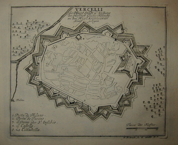 Bodenehr Gabriel (1664-1758) Vercelli die Haupt Stadt... 1715 ca. Augsburg 